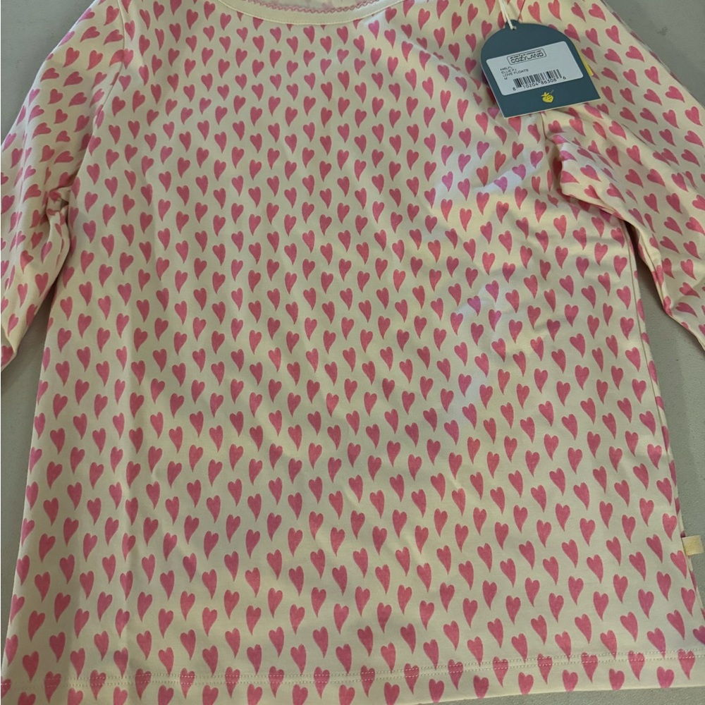 Heart Pattern Long Sleeve Pajama Top
